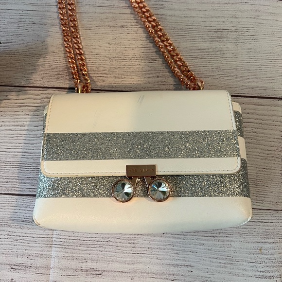 Ted Baker Nemie Rowing Glitter Stripe Leather White / Silver - Picture 3 of 12